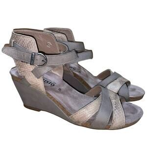 Mephisto Gray Snake Print Strappy Wedge Sandals    Size: EU 39 US 9